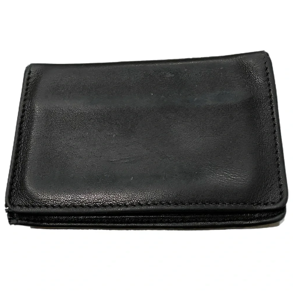 Ghurka vintage black leather unisex card holder with 2 pockets. YY
